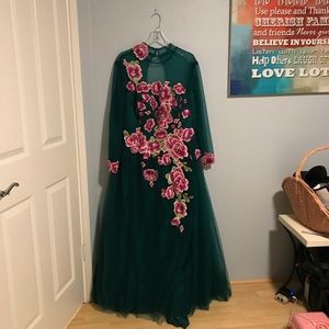 AMAZING Embroidered Floral Appliqué Prom Gown